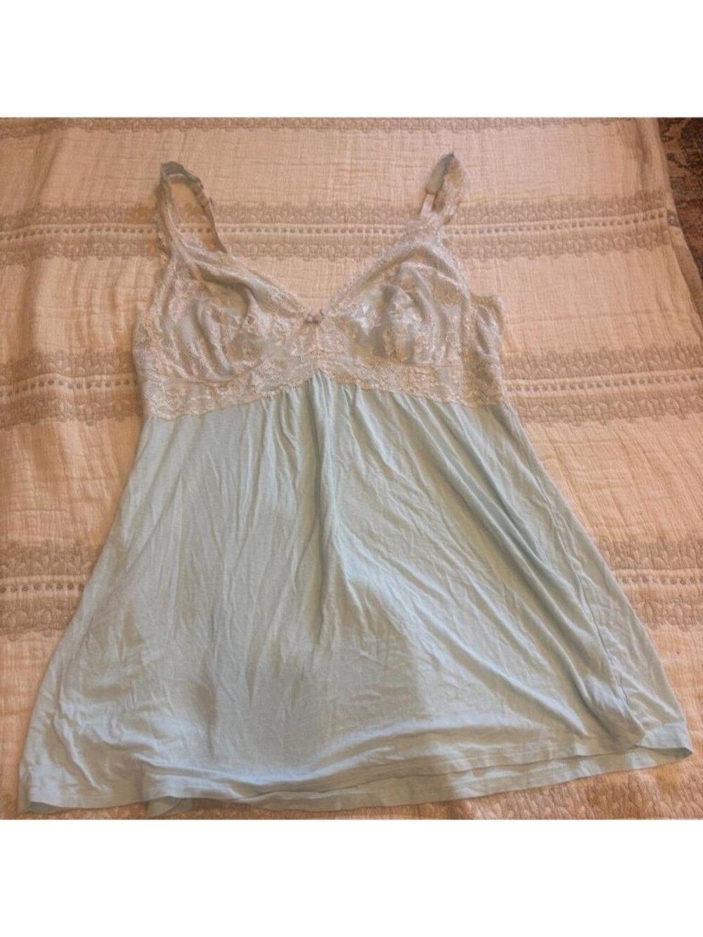 Baby blue lace cami top with lace trim #cami #lace